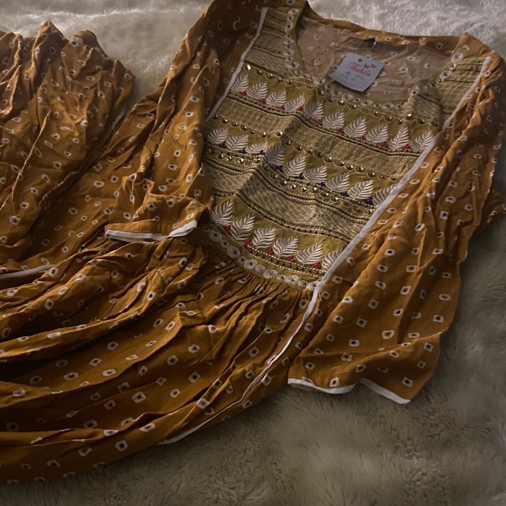 Bohemian Mustard Dress with Embroidered Details